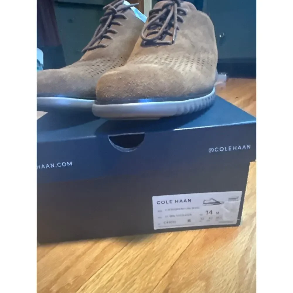 NEW Cole Haan 2.ZERØGRAND Suede Laser Cut Oxfords Men Brown Raven NIB